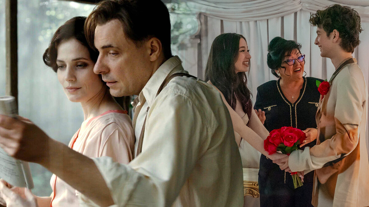 Кадры из фильмов «Анора» (2024),«Мастер и Маргарита» (2023)