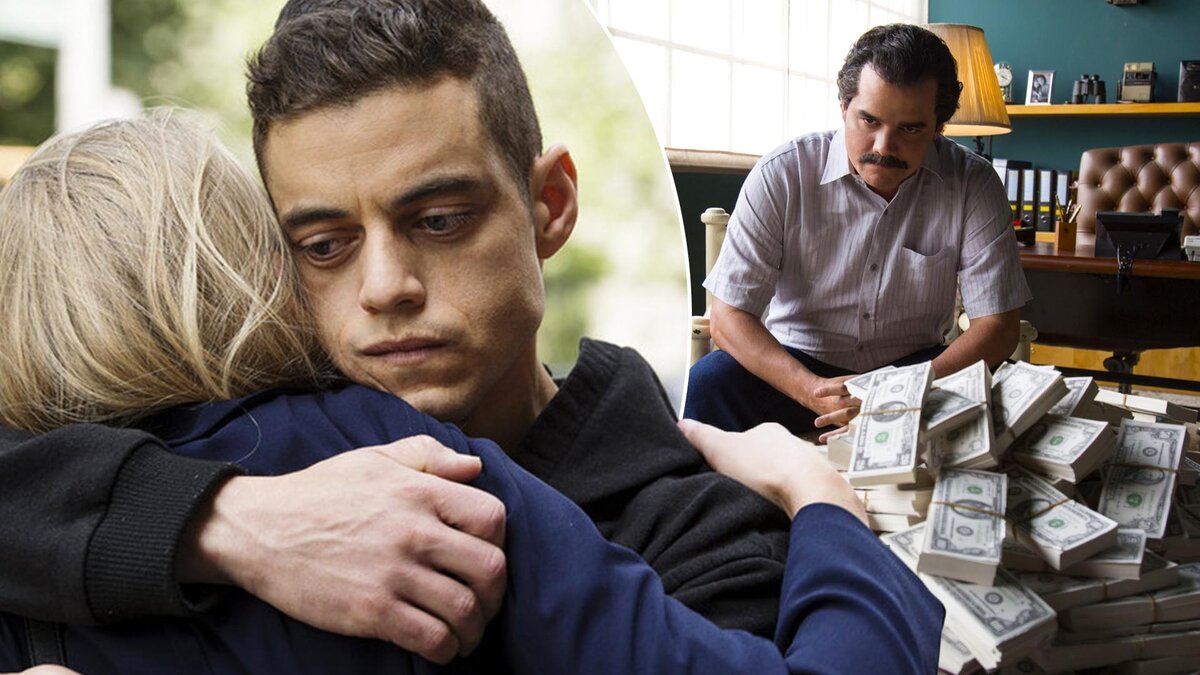 Кадры из сериалов «Мистер Робот» и «Нарко»