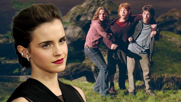 Global Look Press — Emma Watson and still from the movie 'Harry Potter and the Prisoner of Azkaban' (2004)