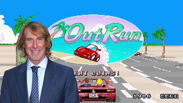 Global Look Press — Michael Bay and still from the computer game 'OutRun' (1986)