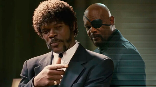 Кадры из фильмов «Криминальное чтиво» (1994), «Первый мститель: Другая война» (2014)