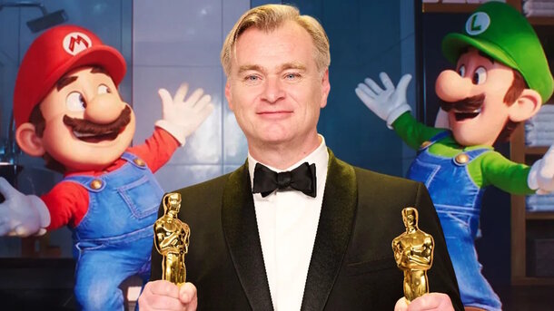 legion-media.ru — Christopher Nolan and still from the animated movie 'The Super Mario Bros. Movie' (2023)