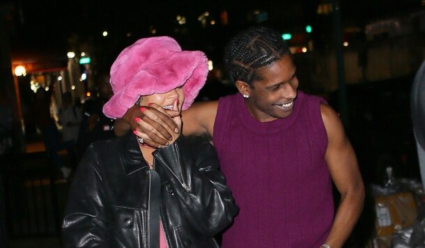 Фото: Рианну в розовой шляпе заметили на свидании с рэпером A$AP Rocky