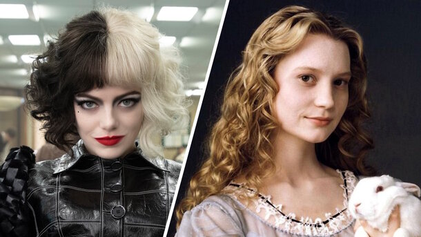 Stills from the movies 'Cruella' (2021) and 'Alice in a Wonderland' (2010)