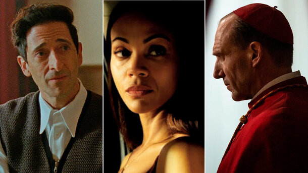 Stills from the films ‘The Brutalist’, ‘Emilia Perez’ and 'Conclave'