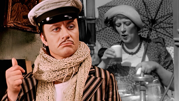 Кадр из фильма «12 стульев» (1976), «Подкидыш» (1939)