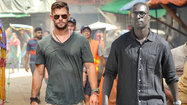 Global Look Press — still from the movie 'Extraction' (2020) and Omar Sy
