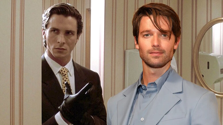 Patrick Schwarzenegger and still from the movie 'American Psycho' (2000)