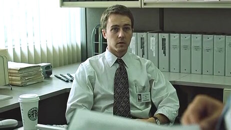 Mocking Consumer Culture: The Ironic Presence of Starbucks in David Fincher's 'Fight Club' Still from the movie 'Fight Club' (1999)