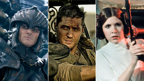 Кадры из фильмов «Хроники Риддика» (2004), «Безумный Макс: Дорога ярости» (2015), «Звёздные войны: Эпизод IV — Новая надежда» (1977)