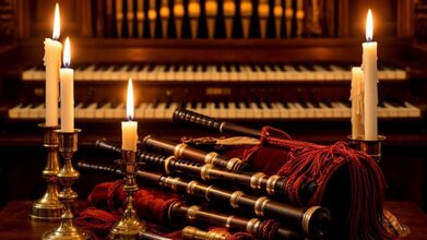 Волынки и орган при свечах