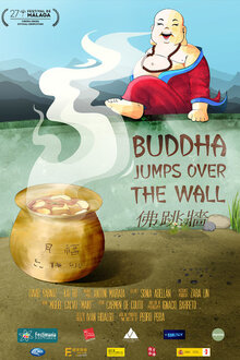 Poster of Buddha jumps over the wall