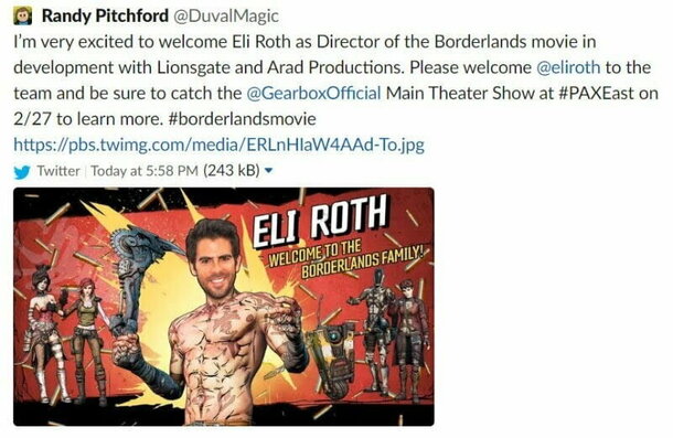 Режиссер «Хостела» Элай Рот может снять экранизацию игры Borderlands