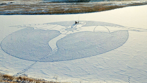 Уникальный художник создал снежное полотно для фильма «Он – дракон»