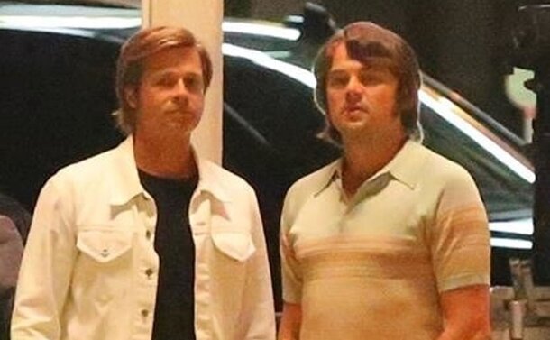 Лео в стиле диско: ДиКаприо и Брэд Питт на новых фото со съемок «Однажды в Голливуде» Тарантино