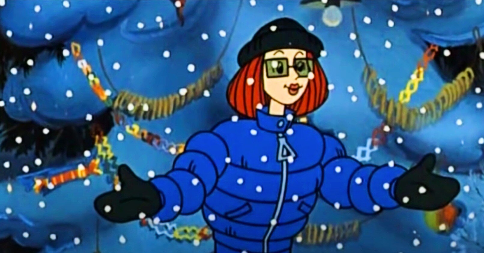 Зима в Простоквашино мама на лыжах