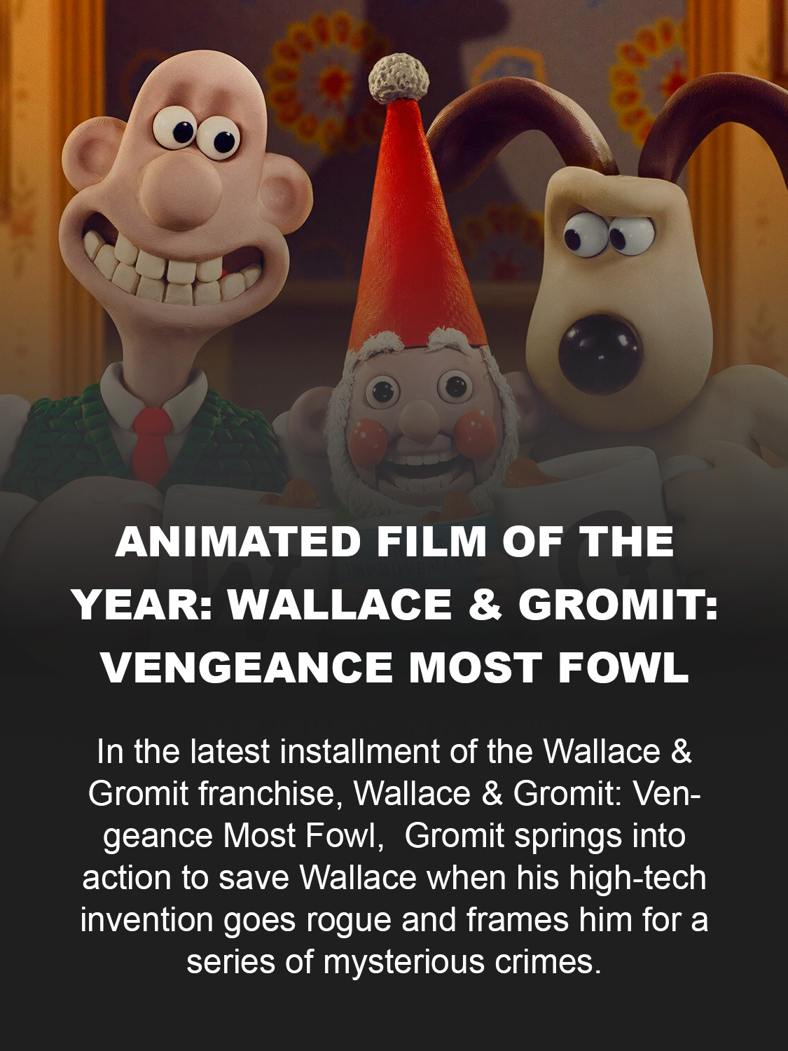 Still from the film 'Wallace & Gromit: Vengeance Most Fowl'