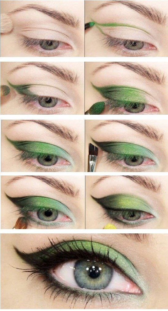 Пошаговые фото новогоднего макияжа для зеленых глаз